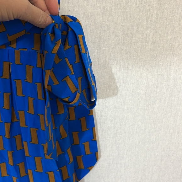 Diane Von Furstenberg 100% silk Blue and Orange Geometric Patterned Jumpsuit - Picture 8 of 10